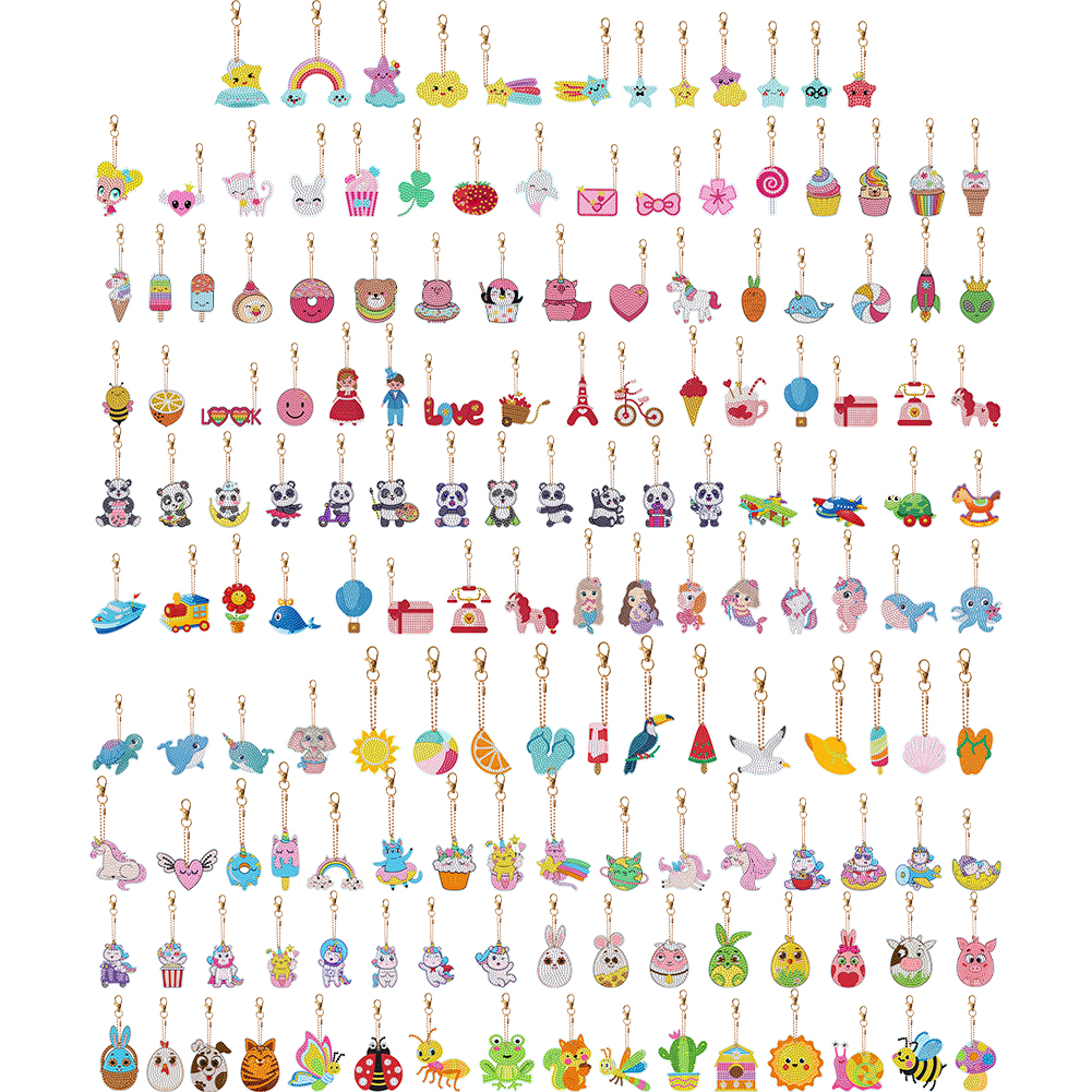 DIY Diamond Art Key Rings Double Sided 12pcs Animal Gift for Kids (YS182)