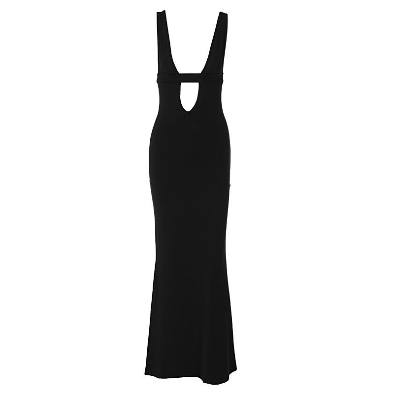 Hollow Out Off Shoulder Backless High Split Maxi Dress