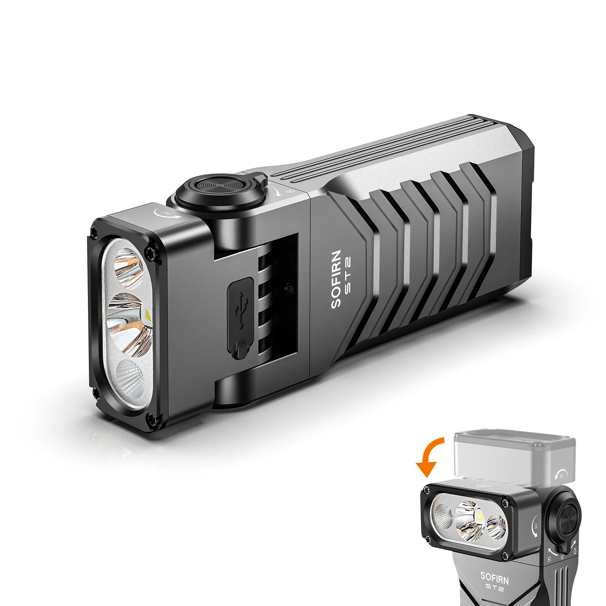 ​【極美品】Sofirn ST2 多機能フラッシュライト 3000LM ST2 3-in-1 Work Light 3000LM with UV & Red Light, 90° Swivel