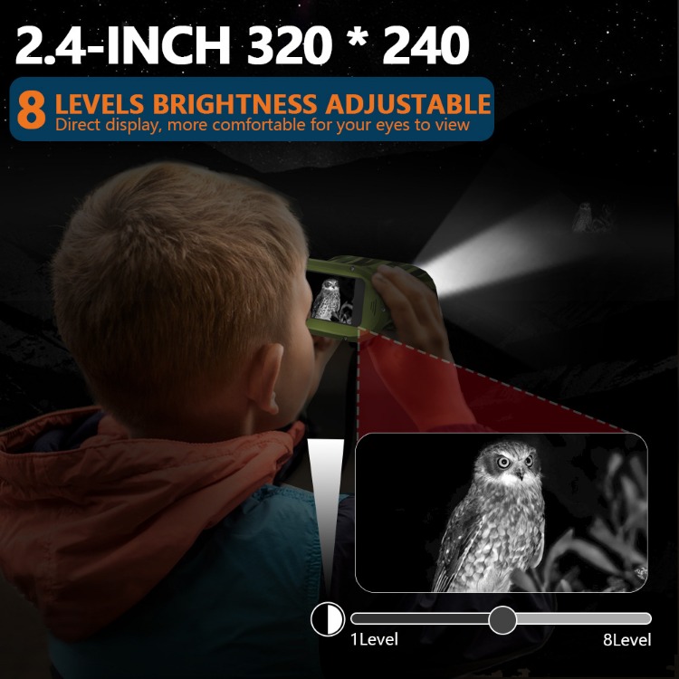 BekinTek Kids Night Vision Binoculars Rechargeable Digital Telescope NVG Infrared Goggles Full Dark Observing Scope 7x IR Adjustment 8x Zoom 2.5K Video Playback 48M Photo 2.4 Inches Large HD Screen with 32G TF Card for Children Day Night Camping Hiking 11
