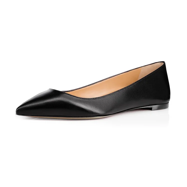 Classic Black Pointed Toe Comfortable Flats By FSJ Shoes |FSJ Shoes