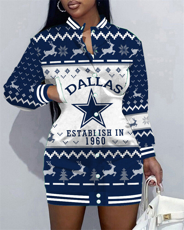 Dallas Cowboys Limited Edition Button Down Long Sleeve Jacket Dress