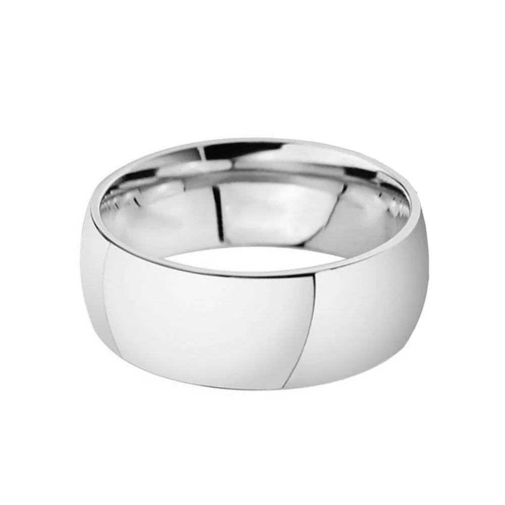 12MM Silver Full Arc High Polished Mens Tungsten Ring