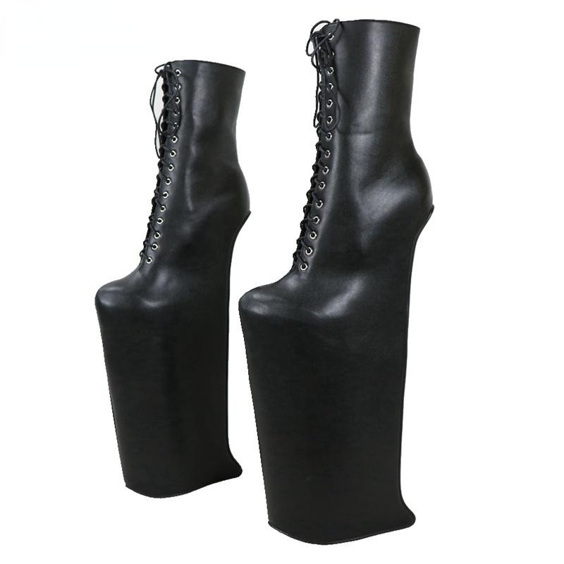 TAAFO 40cm Extreme High Heelless Boots For Women Platform Long Boot Black Platform Boots Shoes Thigh High Boots
