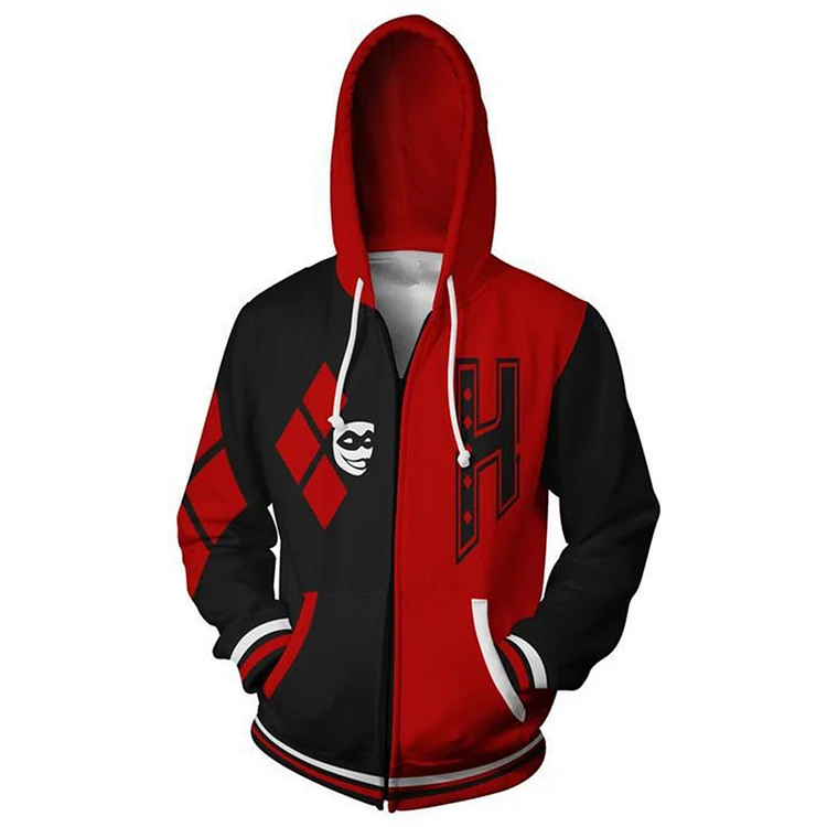 Harley Quinn Season 4 (2023) Harley Quinn Red Hoodie Outfits Cosplay Costume Halloween Carnival Suit