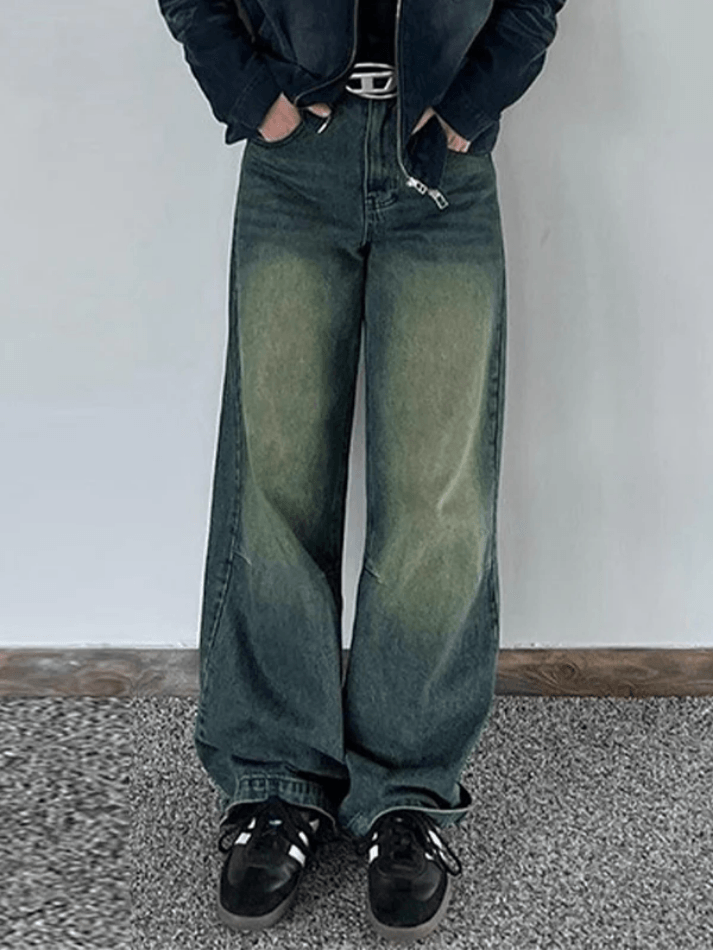 Uforever21 - Vintage Gradient Wash Straight Leg Jeans