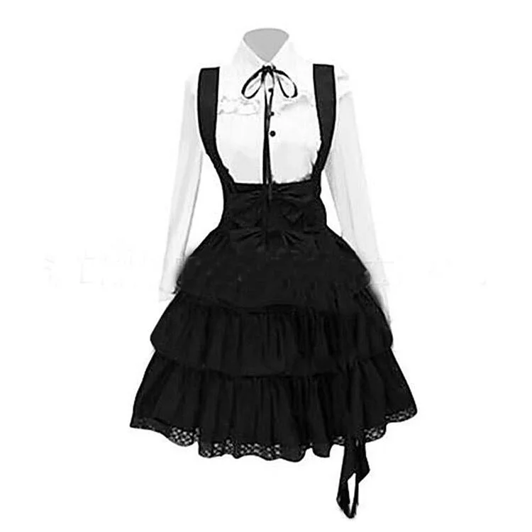 Bow Knot Shirts and Cake Suspender Skirts Set