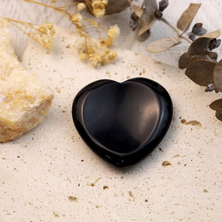Black Obsidian Protection Heart Worry Stone
