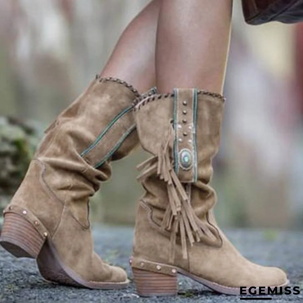 zolucky Fringed suede in the middle of the boots | EGEMISS