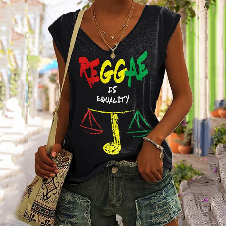 Juneteenth Contrast Scale Print Sleeveless Tank Top