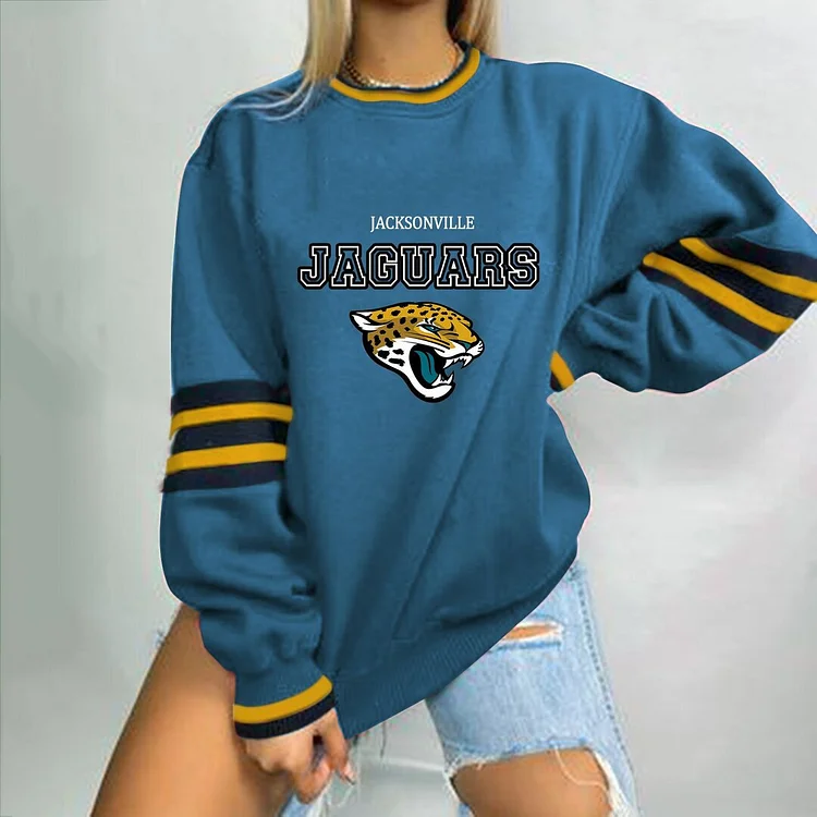 Jacksonville Jaguars Loose Urban Casual Letter Crew Neck Pullover Sweatshirt