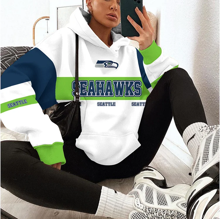 Seattle Seahawks  Printed Hooded Pocket Pullover Hoodie