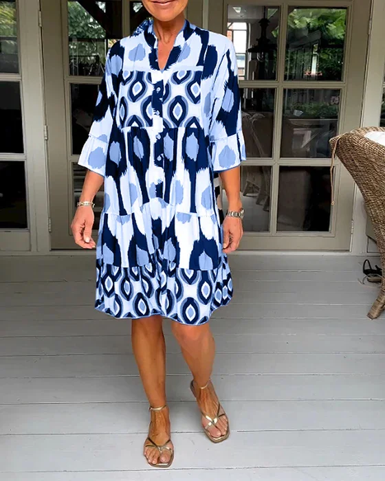 Spotted Print Pleated Dress