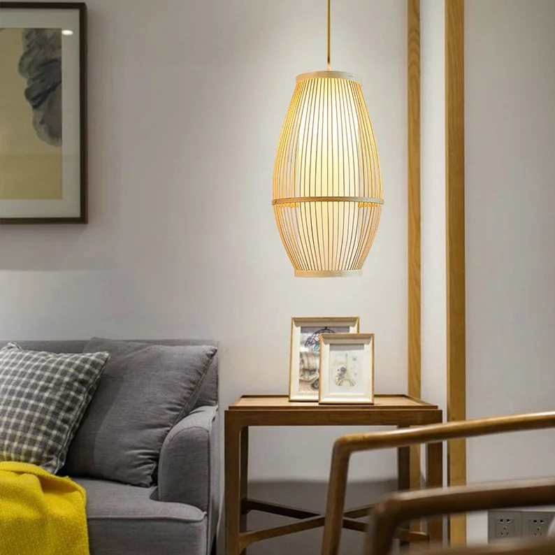 Japanese Bamboo Woven Lantern Pendant Light Fixtures