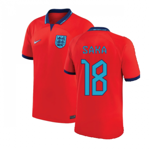 England Bukayo Saka 18 Away Shirt Kit World Cup 2022
