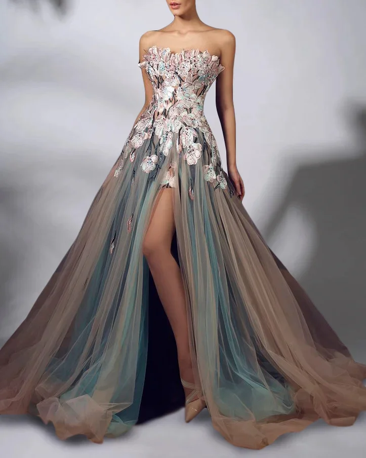 Embellished Evening Gown Long Tulle Dress ​- 01