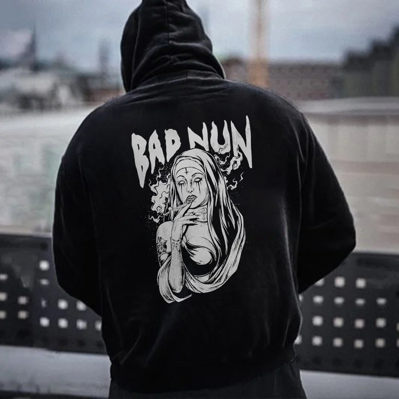 Bad Nun Printed Men's Hoodie -  