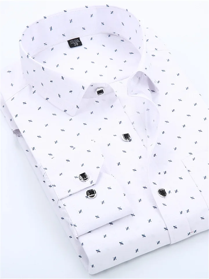 Men's Button Up Shirt Dress Shirt Collared Shirt White Pink Blue Long Sleeve Graphic Prints Wedding Party Clothing Apparel-JRSEE