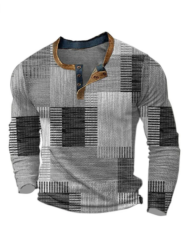 Color Blocking Color Collision Men's T-shirt Casual Sports Digital Printing T-shirt Tops Long-sleeved Round Neck Printed T-shirt Men-Cosfine