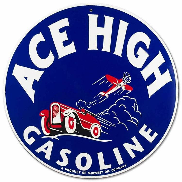 Ace High Gas - Round Shape Tin Signs/Wooden Signs - 30*30CM