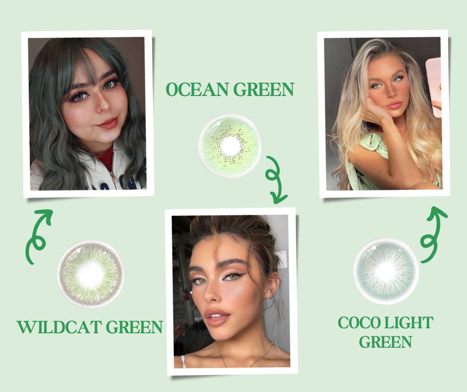 3 shades of popular green contact lenses from ICOICE