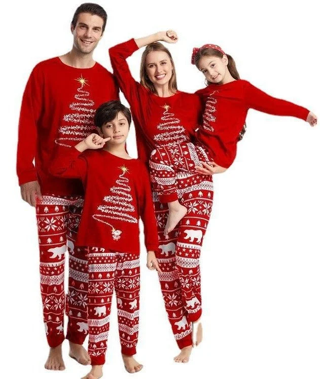 Christmas Family Two Tone Tree Print Pajamas shopify Stunahome.com