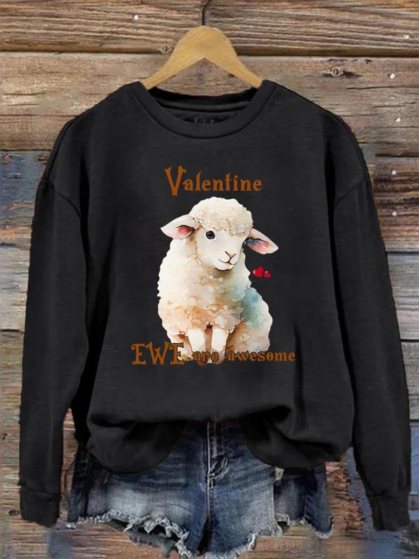 Valentine Ewe are awesome Crew Neck Sweatshirt-0024875-Guru-buzz