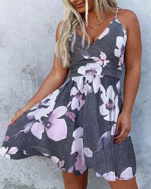 Crew Neck Printed Off-Shoulder Sexy Dress - Chicaggo