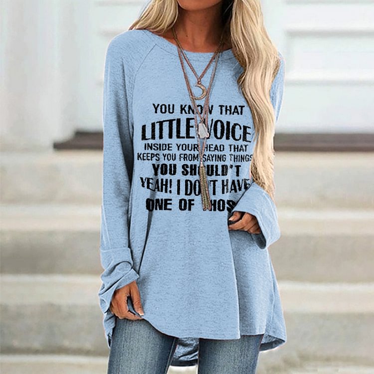 VChics Funny Letter Casual Crew Neck Tunic