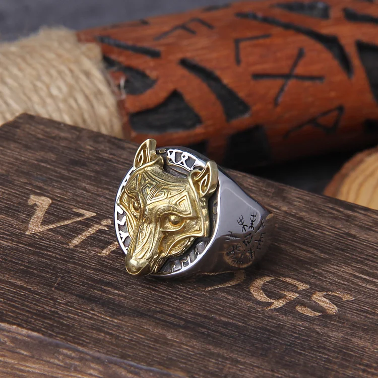 Viking Wolf Head Symbol Stainless Steel Ring