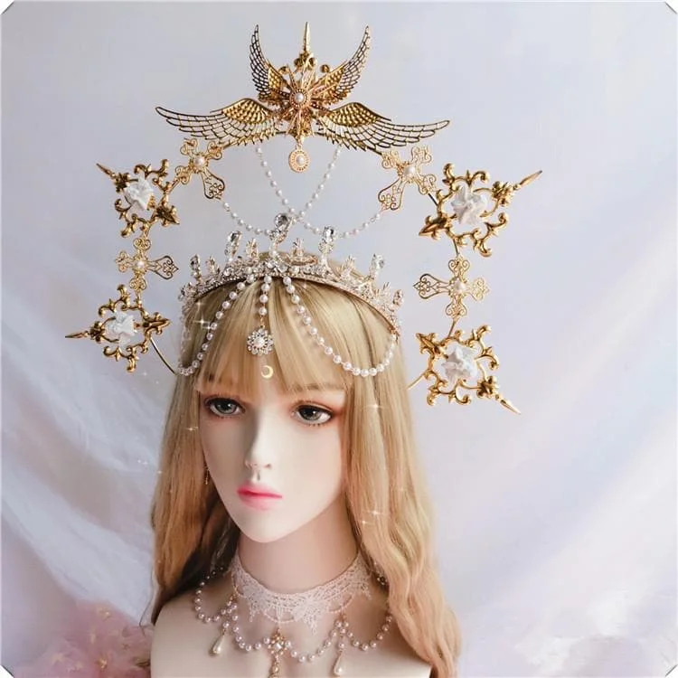 Ornate Lolita Angel Pope Exaggerated Tiara SP15294