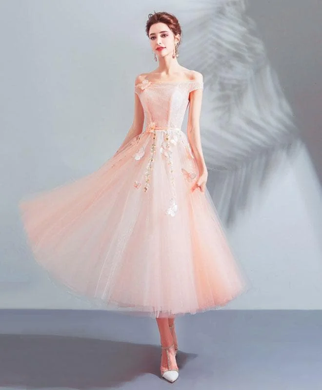 Pink Tulle Lace Short Prom Dress, Homecoming Dress