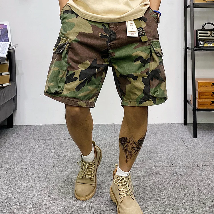 TIMSMEN American Style Multi-pocket Camouflage Cargo Casual Shorts