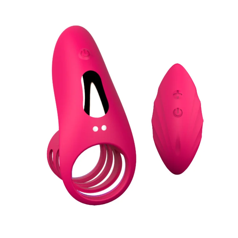 Lock Ring Usb Charging Vibration Wireless Remote Control Vibrating Rod Silicone Penis Ring - Rose Toy