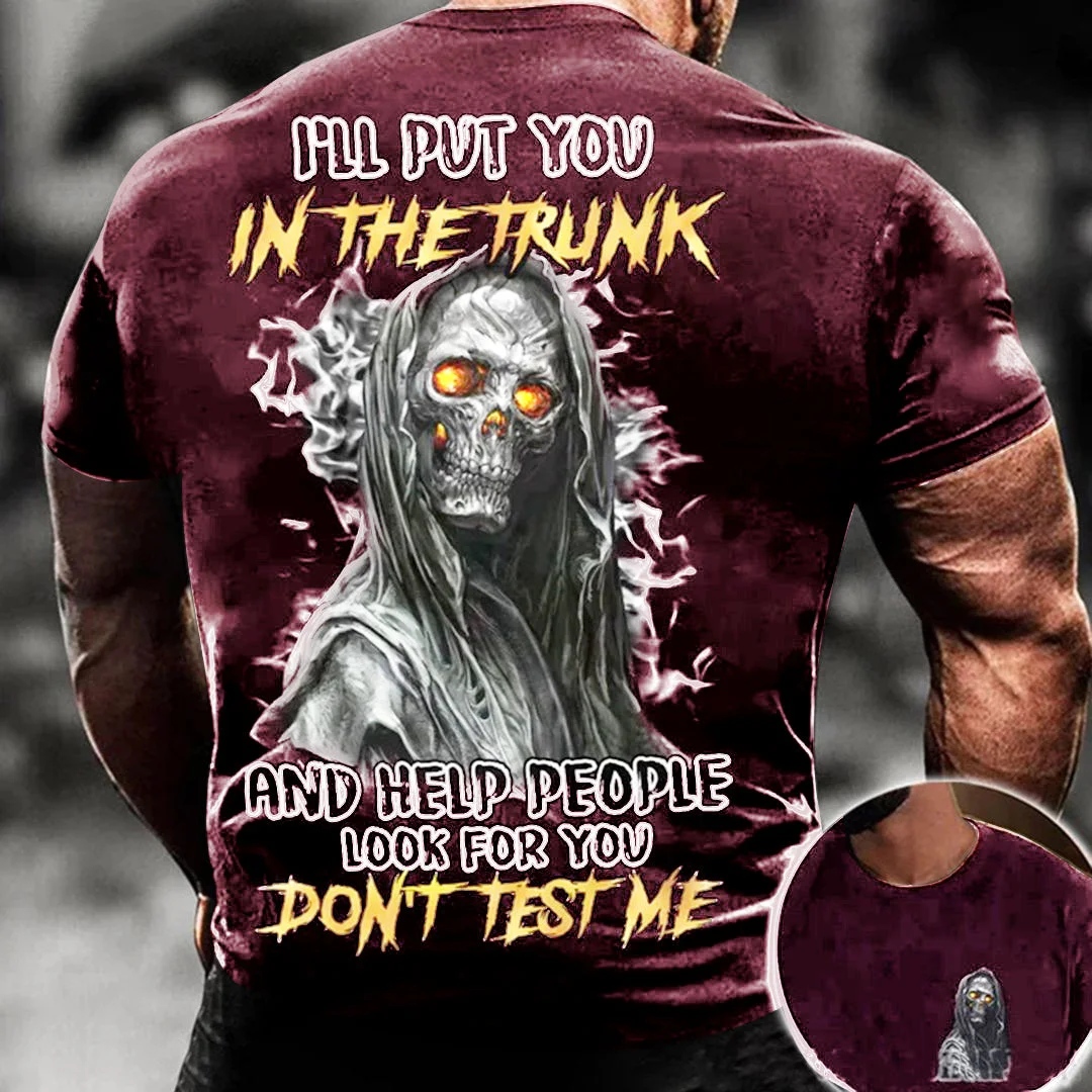 SkullStufff™ I'll Put You In The Trunk Skull All Over Print T-Shirt