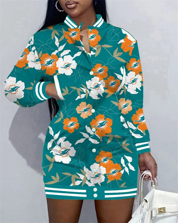 Miami Dolphins
Limited Edition Button Down Long Sleeve Jacket Dress
