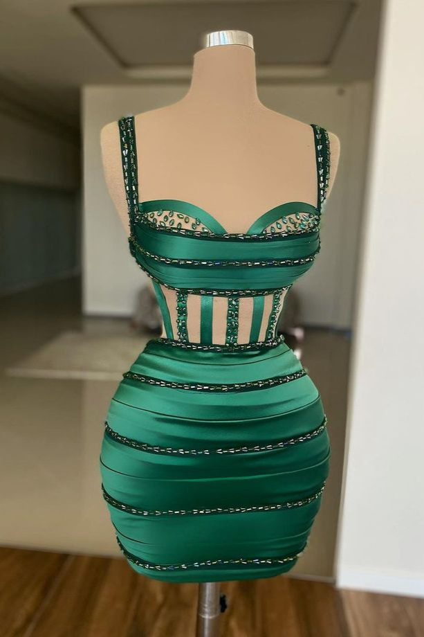 Lvs&Broner Spaghetti Straps Sleeveless Short Homecoming Dress With Beadings