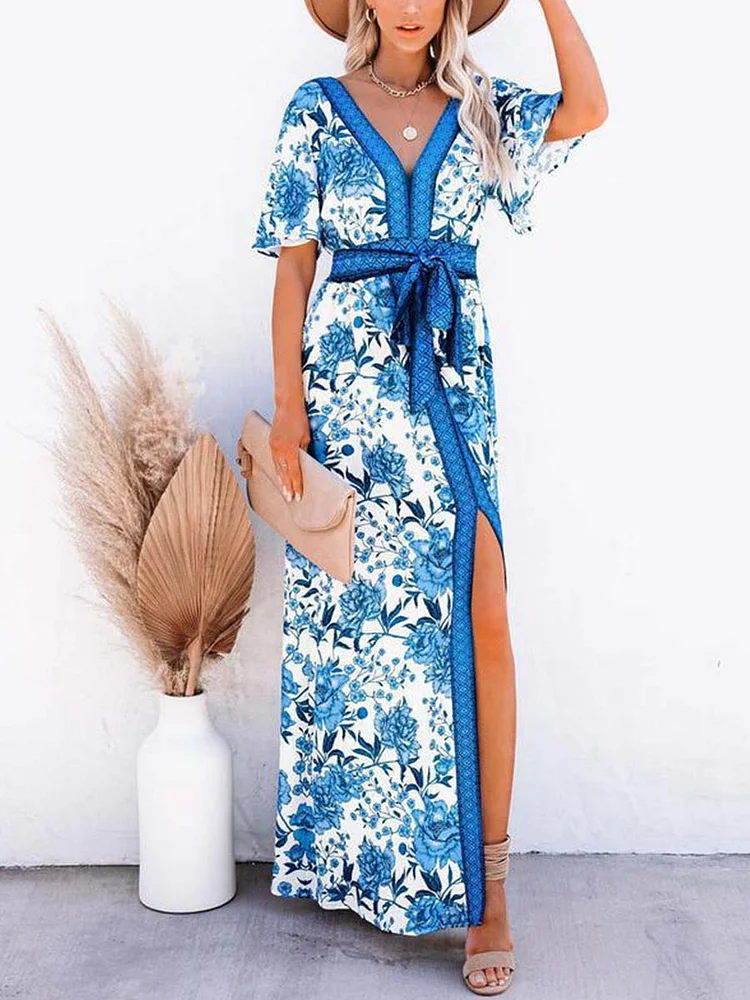 Blue Dress For Leisure And Holiday P10254