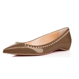 Brown Studded Pointy Toe Flats Patent Leather Shoes US Size 3-15 Vdcoo