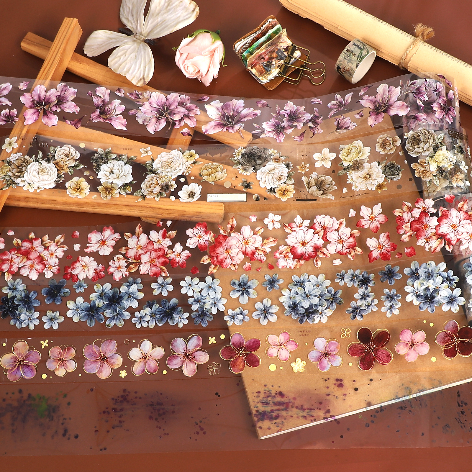 PETテープ - 600cm ヴィンテージフラワースマッジ