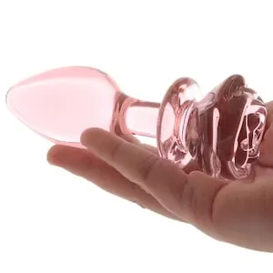 pornhint Pornhint Large Rose Glass Anal Plug Temperature Play Butt Plug Probe Sex Toy For Men Women Couples