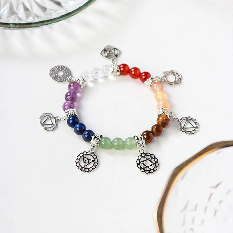 Natural Gemstone Seven Chakra Yoga Bracelet