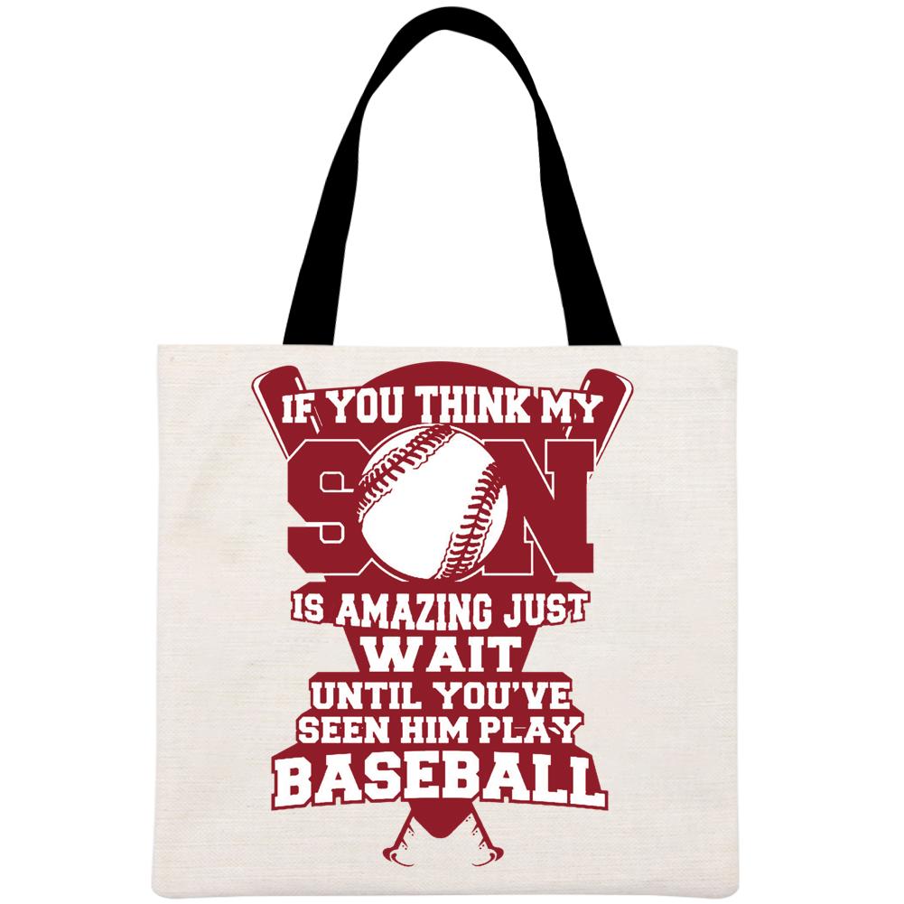 baseball Printed Linen Bag-Guru-buzz