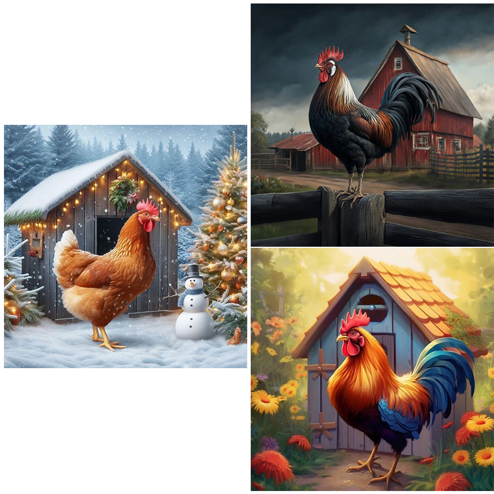 VAIIEYO DIY 5D Diamond Painting Rooster, Paint with Diamonds Art Animal,  Paint by Numbers Full Drill Round Rhinestone Craft Canvas for Home Wall