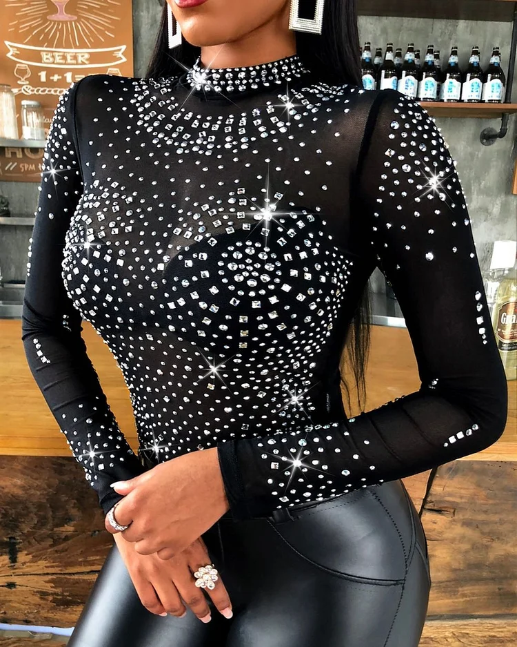 Studded Long Sleeve Bodysuit P15637