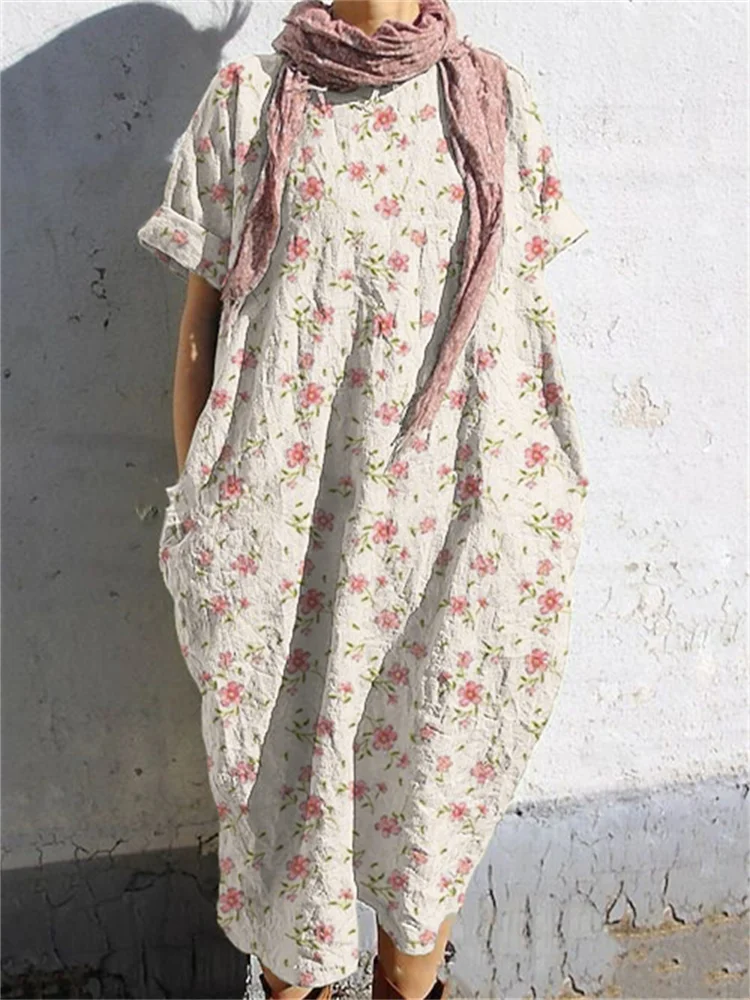 Cottagecore Floral Oversize Cocoon Maxi Dress
