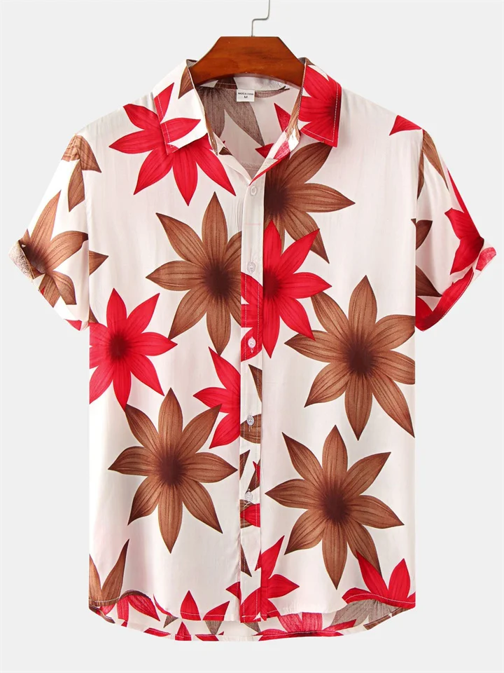 Summer Fashion Urban Floral Short-sleeved Flower Shirt Men's Short-sleeved Slim-type Shirt Men's Clothing