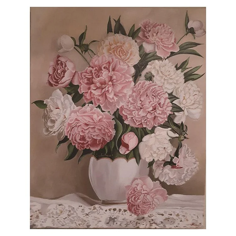 Peony Round Full Drill Diamond Painting 25X30CM(Canvas) gbfke