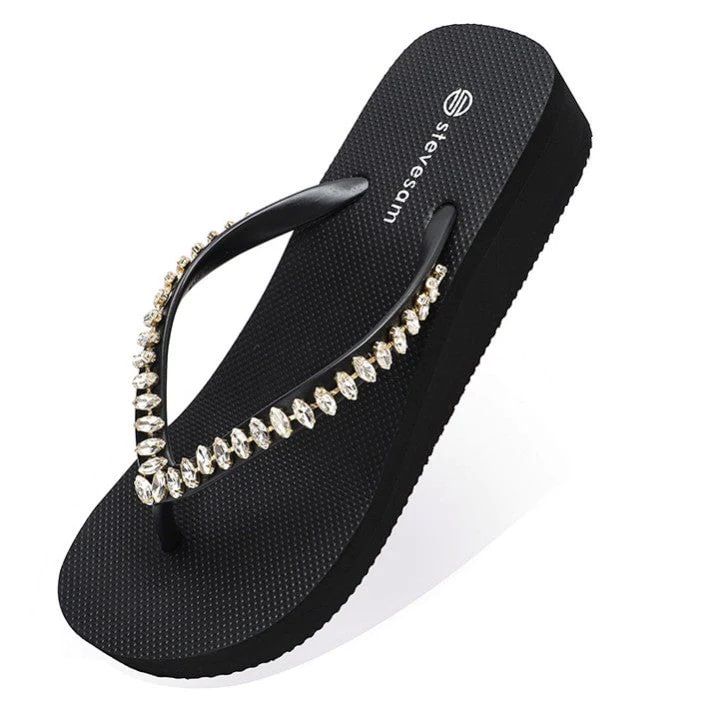 Crystal Non-slip Platform Seaside Flip Flops