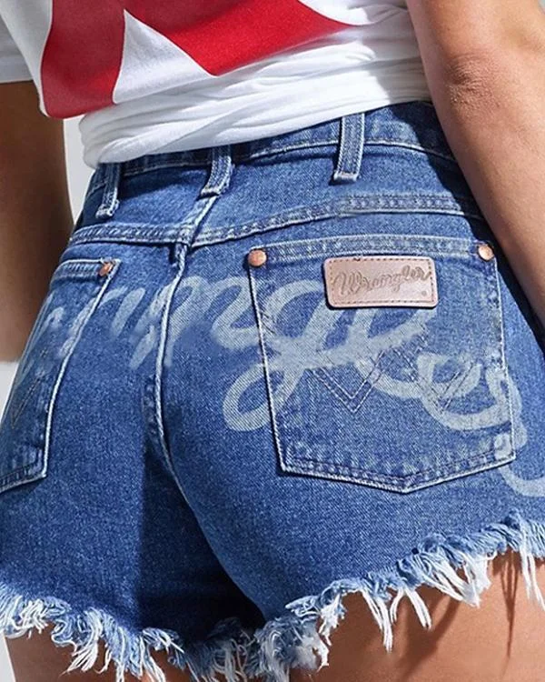 letter denim shorts p125707